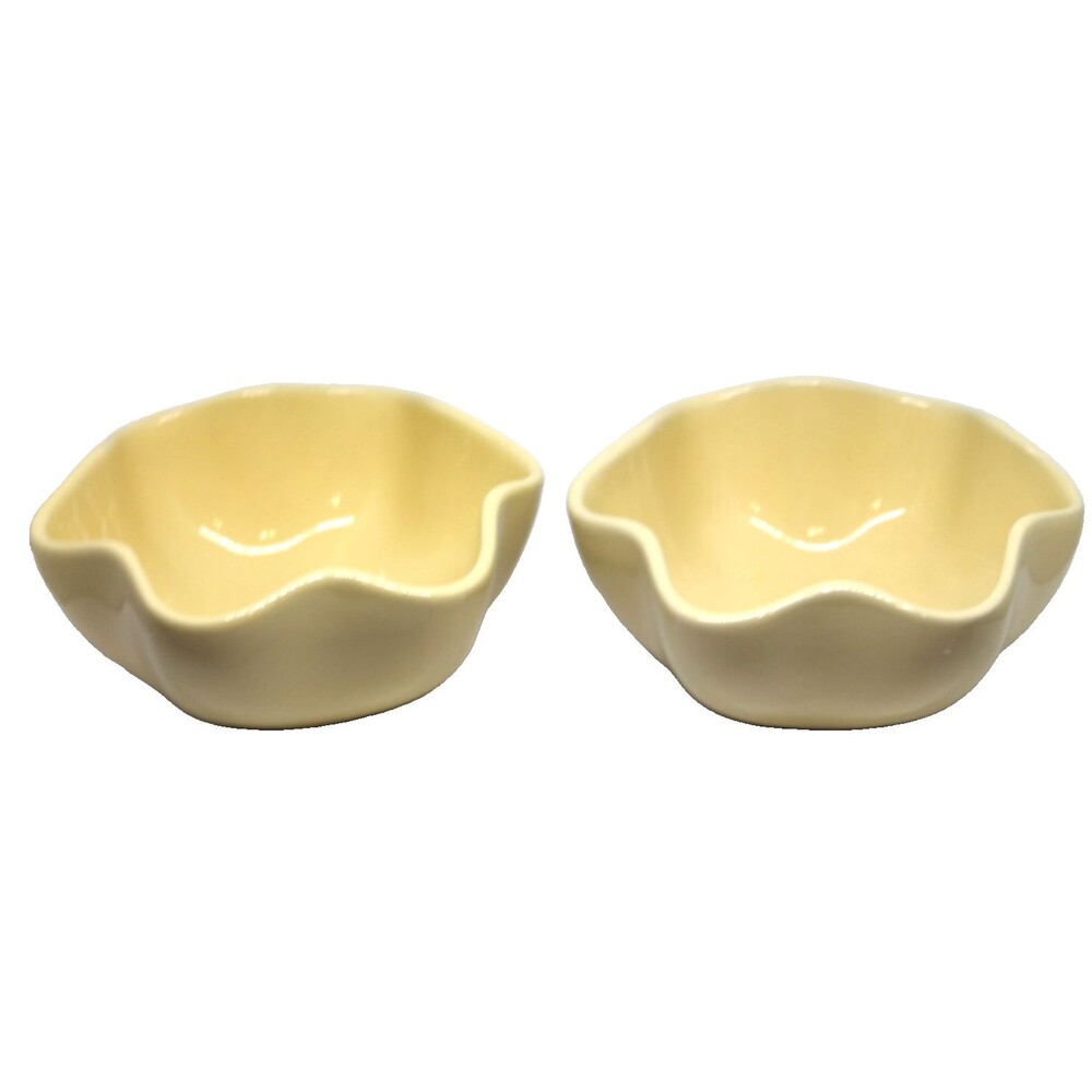 Set 2 Vintage Butter Yellow Fluted Gail Pittman GP Hospitality Collection Bowls